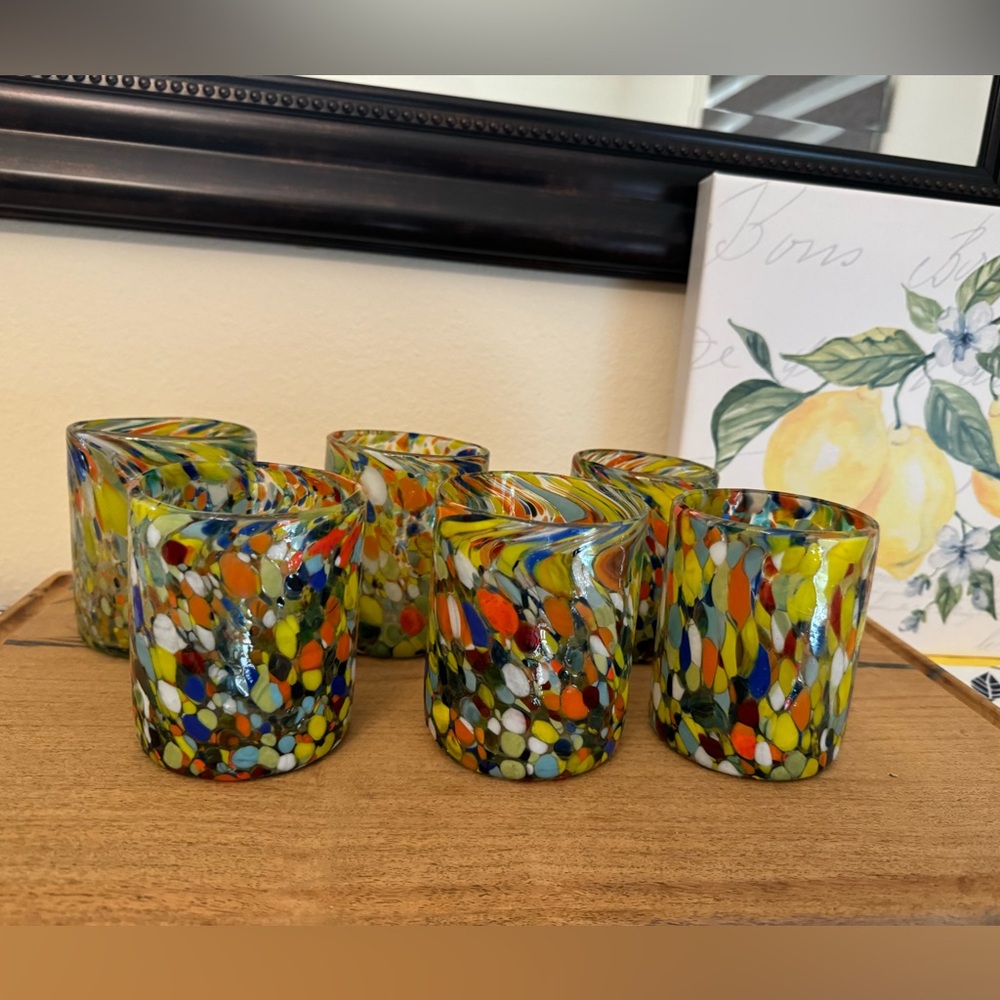 Mexican hand blown, juice glasses.